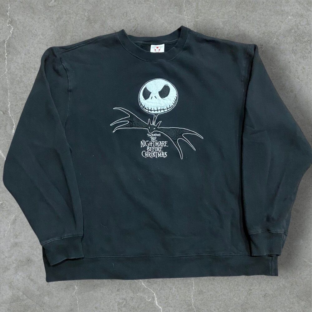 Disney Store Vintage Nightmare Before Christmas Black Crewneck Sweatshirt Mens L